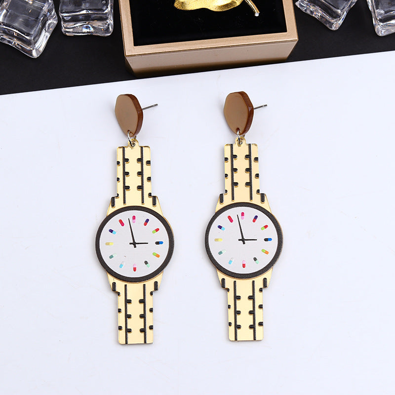 Wholesale Vintage Watch Acrylic Earrings